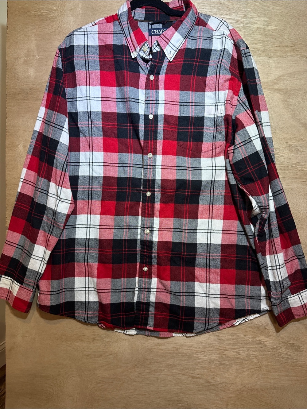 Chaps Red Black White Plaid Button-Down Shirt XXL